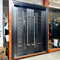 Portes d'entrée à double couche, portes de sécurité extérieures en acier inoxydable pour la maison, entrée extérieure