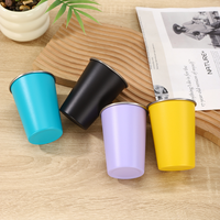 Tasses empilables en acier inoxydable avec logos personnalisés, résistantes aux chocs, design minimaliste moderne, couleur unie, parfaites pour les boissons