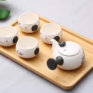 Plateau en bambou rectangulaire, lot de 4 plateaux en bambou, petit plateau de service en bois, sous-verres en bambou pour thé, pain, dessert - Product Image 4