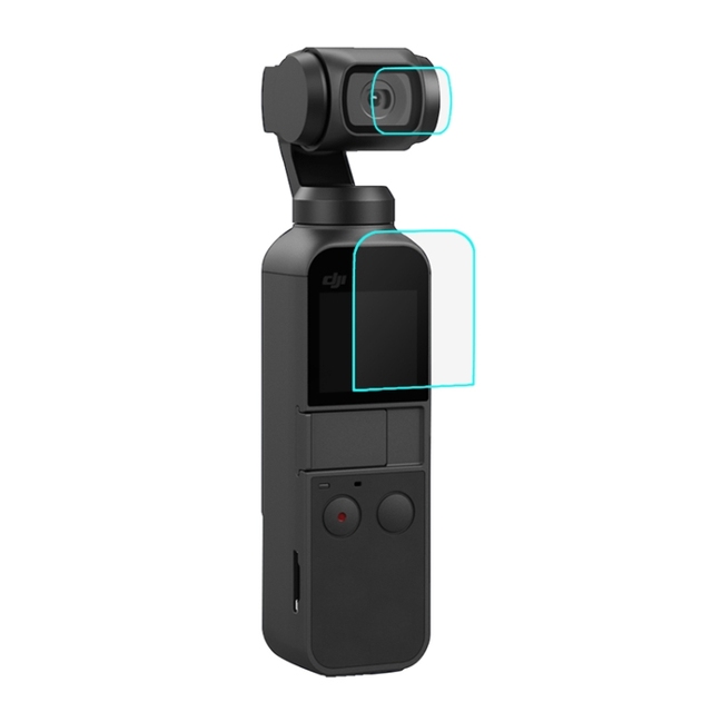 2 in 1 Transparent Camera Protective Film Lens Screen Display 9H 2.5D HD Tempered Glass Film for DJI Osmo Pocket Gimbal