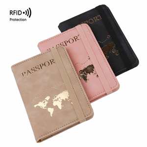Pu <b>Leather</b> <b>Cover</b> Purse Case With Embossed Logo Rfid Blocking Bank/Visa Id Card & <b>Passport</b> Book Protectors - Product Image 1