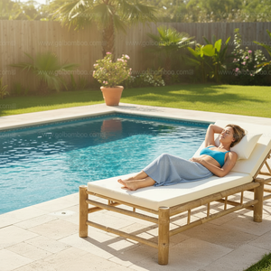 Meubles de plage d'été en bambou de style moderne, chaise longue et lit de repos pour hôtels et villas en plein air - Product Image 1
