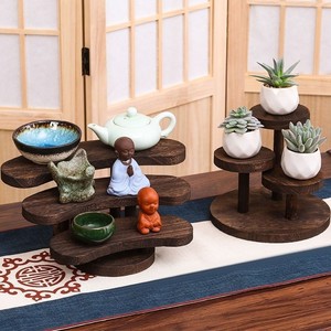 Chinese Style Solid Wood Display Shelf Three Tier Desk <b>Teacup</b> Holder For Tea Set And Decorative Items - Product Image 1
