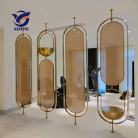 Paravent en acier inoxydable de style européen, panneau de séparation en métal décoratif pour la décoration de la pièce, séparateur d'entrée d'hôtel avec verre
