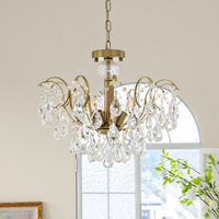 Lustre en cristal français rétro de luxe OEM, or, design créatif, AC, haut de gamme, décoratif pour salon, salle à manger