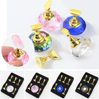 Support d'affichage magnétique en alliage pour faux ongles avec base en cristal et embouts, pour la pratique et la présentation de nail art, manucure