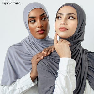 2 piezas de alta calidad Jersey algodón <span class=keywords><strong>bufanda</strong></span> larga y sombrero conjunto para mujeres musulmanas Hijab Undercap - Product Image 5