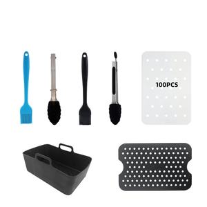 Ensemble de gril <span class=keywords><strong>rectangulaire</strong></span> en acier inoxydable de 15 pièces pour <span class=keywords><strong>friteuse</strong></span> à air à double panier comprenant des moules à gâteaux pour une utilisation domestique en voiture Premium - Product Image 1