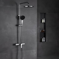 Robinet de douche d'hôtel moderne en laiton chromé poli, à tête carrée et ronde, avec jet pluie, 3 voies, monocommande à débit contrôlé