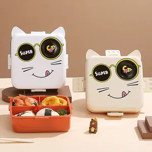 Cute Cartoon Children's Double <b>Lunch</b> Box 3 Separate <b>Lunch</b> Box with Sauce Box - Product Image 2
