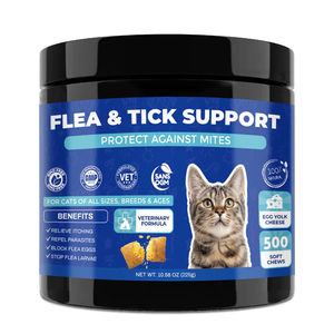 Friandises à mâcher bio anti-<span class=keywords><strong>puces</strong></span> et tiques pour chatons et chats adultes OEM/ODM - Approuvées par les vétérinaires, soutien immunitaire sûr, huile de coco et calcium, 2,5 kg, friandises molles - Product Image 1