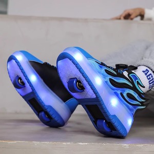 Chaussures à roulettes LED à deux roues pour garçons et filles, populaires, rechargeables, imperméables, respirantes, avec amorti en maille, pour étudiants - Product Image 6