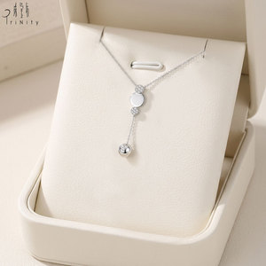 High Quality Wholesale Modern Geometric Design Drop <b>Necklace</b> Jewelry 18K <b>Solid</b> White Gold Real Natural Diamonds Pendant <b>Necklace</b> - Product Image 6