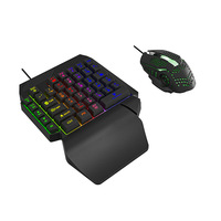 Vente directe d'usine RGB clavier et souris à une main ensemble logo personnalisé 40 touches claviers filaires pour téléphones mobiles et jeux PUBG