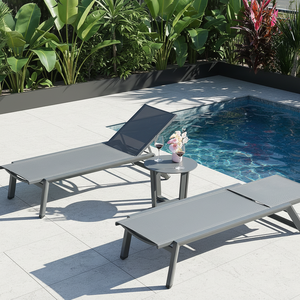 Ensemble <span class=keywords><strong>de</strong></span> détente d'extérieur en bambou, chaise longue pliable en maille portable + table ronde à angle réglable pour la cour, <span class=keywords><strong>bain</strong></span> <span class=keywords><strong>de</strong></span> <span class=keywords><strong>soleil</strong></span>/lecture - Product Image 1