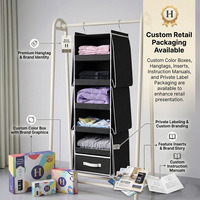Porte-vêtements suspendu pliable multicouche en tissu maillé avec crochets amovibles pour l'organisation des vêtements