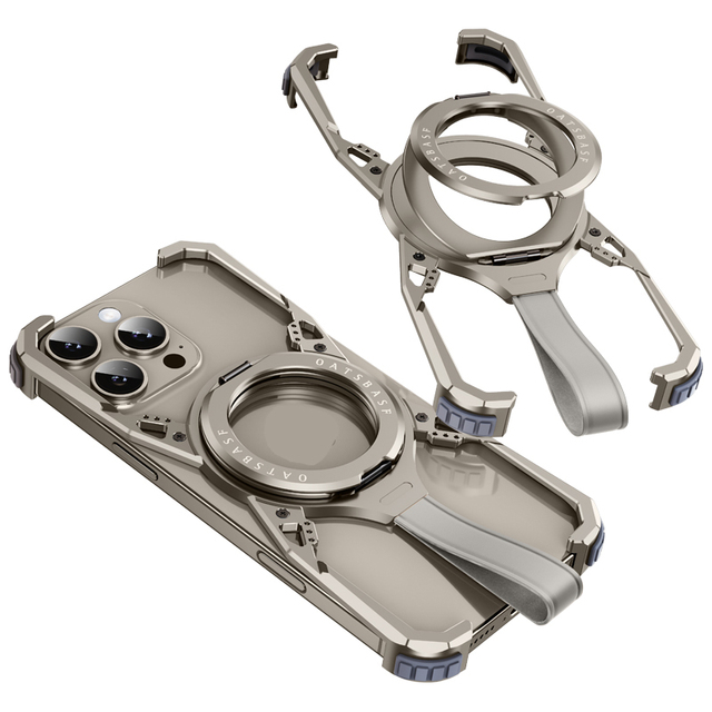 New Arrival Metal Aluminum Alloy Hand Strap Ring Holder Kickstand Wireless Charging Phone case Cover for iphone 17 Pro Max 15 16
