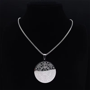 Collares de Joyería de Moda con Colgantes Redondos de Acero Inoxidable para Hombre, con Diseños Religiosos, de Astrología, Brujería y Adivinación Irlandesa - Product Image 4
