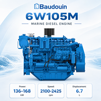 Moteur diesel marin Baudouin 6W105M 6,7L 136kW 185HP 2100 tr/min à injection mécanique, 6 cylindres, refroidi par eau, pour bateau de pêche
