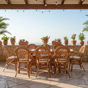 Ensemble de salle à manger moderne en rotin carré pour restaurants et hôtels commerciaux, utilisation en extérieur avec table longue - Product Image 4