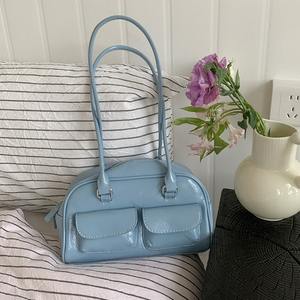 Suede <b>patchwork</b> bucket <b>bag</b>, ladies' large capacity shoulder <b>bag</b>, leather shoulder strap fashion women's <b>bag</b> - Product Image 1