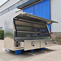 Boîtes à outils pour camion en aluminium imperméables pour l'extérieur, fabriquées sur mesure, avec tiroirs, revêtement en poudre, 2 compartiments