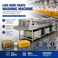 Machine de lavage industrielle entièrement automatique en acier inoxydable pour bacs à poisson, cages à poulet, paniers, plateaux à œufs et caisses alimentaires, avec fonction autonettoyante
