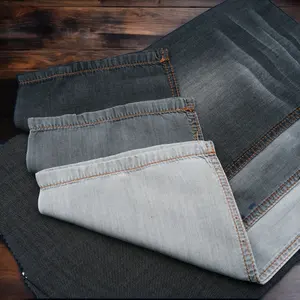 Chine Usine En Gros Lyocell Polyester Viscose Stretch Lourd Noir Tricoté Denim Tissu Éponge Incliné Tissu Pour Jeans