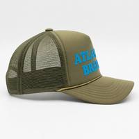 Gorra Trucker de Lona Transpirable Verde Oliva con Logotipo Personalizado, Impresión 3D en Relieve y Cierre a Presión para Deportes al Aire Libre y Pesca