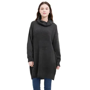 Suéter de cuello alto para mujer, suéter de manga larga, supergrueso, cálido y acogedor, color negro, de fábrica de China, Invierno