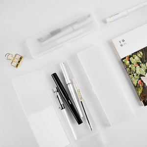 Estuche de plástico transparente para lápices, tamaño pequeño, estilo japonés minimalista esmerilado, para escuelas, oficinas, regalo de papelería para estudiantes - Product Image 2