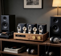 Amplifier Tabung Vakum 300B Bingkai Kayu Retro Audiophile HiFi Terintegrasi Ideal untuk Ruang Mendengarkan di Rumah & Kedai Kopi Eropa