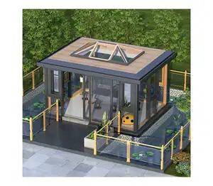 Солнечные комнаты плоские крыши сборные солярии алюминиевые металлические стеклянные зеленые дома Солнечная комната для продажи