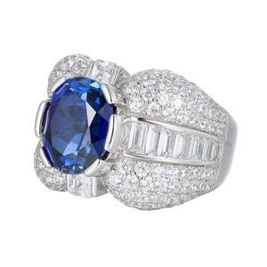 Anillo de Banquete Estilo Royal, Chapado en Platino S925, con Corona Azul Real Creada en Laboratorio, Usado por Celebridades en la Alfombra Roja - Product Image 2