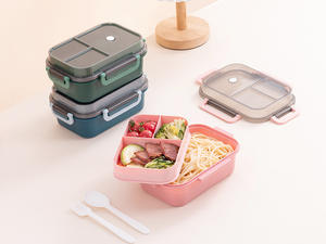 Boîte à lunch scellée à double couche avec compartiments en plastique, personnalisable avec logo, pour étudiants et employés de bureau, compatible micro-ondes, vente en gros - Product Image 6