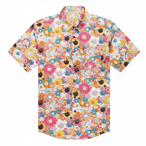 Nueva camisa de playa suelta de manga corta a rayas de lino y algodón con estampado de playa de verano para hombre de alta calidad - Product Image 1