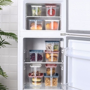 Modern Design BPA Free Stackable Square Food Storage Bins <b>Refrigerator</b> Fridge Plastic Organizer Boxes with Handle Lids - Product Image 5