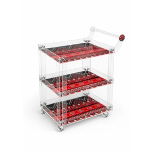 <span class=keywords><strong>Carrello</strong></span> Bar Moderno in Acrilico con 4 Ruote Bloccabili, <span class=keywords><strong>Carrello</strong></span> di Servizio Trasparente con Portabottiglie e Portabicchieri per Hotel e Cucina - Product Image 3