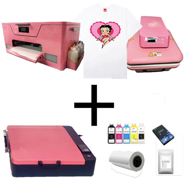 Hot Sale A3 Pink XP600 DTF Printer with Oven | 13" PET Film Transfer for T-Shirts, Hoodies, Tote Bags & More