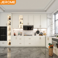 Ensemble d'armoires de cuisine modulaires sur mesure de style américain, en MDF laqué blanc, bois massif, RTA, pour villa et appartement