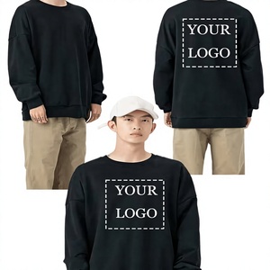 Men's Blue Knitted Pullover Sweatshirt O-Neck Regular Sleeve Printed Logo Front Solid Color Autumn Wear - Product Image 6