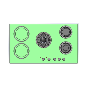 Estufa <span class=keywords><strong>de</strong></span> Inducción Híbrida <span class=keywords><strong>de</strong></span> <span class=keywords><strong>Gas</strong></span> y Eléctrica con Panel <span class=keywords><strong>de</strong></span> Vidrio <span class=keywords><strong>de</strong></span> 5 Quemadores para Uso en Hoteles y Hogares, Diseño Integrado, Color Negro - Product Image 4