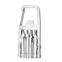Multi-outil de poche de survie avec clé, tournevis, couteau avec ouvre-bouteille et boucle d'alpinisme logo personnalisé