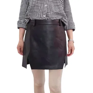Glossy sheepskin leather mini skirt women's short skirt leather skirt for women