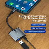 Adaptor USB OTG 2 in 1 baru 2023, Kabel Lighting ke USB 3.0 OTG, Konverter Mouse Keyboard dengan Port Pengisian Daya untuk iPhone iPad