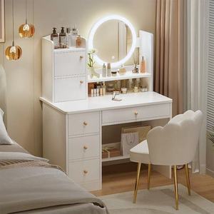 Modern Dressing Table with Charging Station Makeup Desk With <strong>Mirror</strong> LED Lights Drawers <strong>Jewellery</strong> <strong>Cabinet</strong> - Product Image 1
