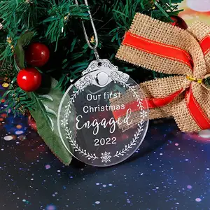 Aangepaste Acryl Kerstbal Ornament Acryl Gegraveerde Naam Cirkel Kerstboom Outdoor Decoraties Verkoop