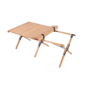 Meja kayu lipat Kemah luar ruangan meja piknik gulung telur portabel taman meja lipat meja bbq Kemah untuk acara