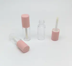 Diskon Besar-besaran Logo Kustom Grosir Murah Bulat Kaca Buram Matte Bening Kosong Pink Mini 3Ml Tabung Lipgloss