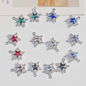 Dijes de estrella de cinco puntas con diamantes de imitación, 12 facetas, sin níquel, para la fabricación de joyas y cadenas para teléfonos, venta al por mayor - Product Image 3
